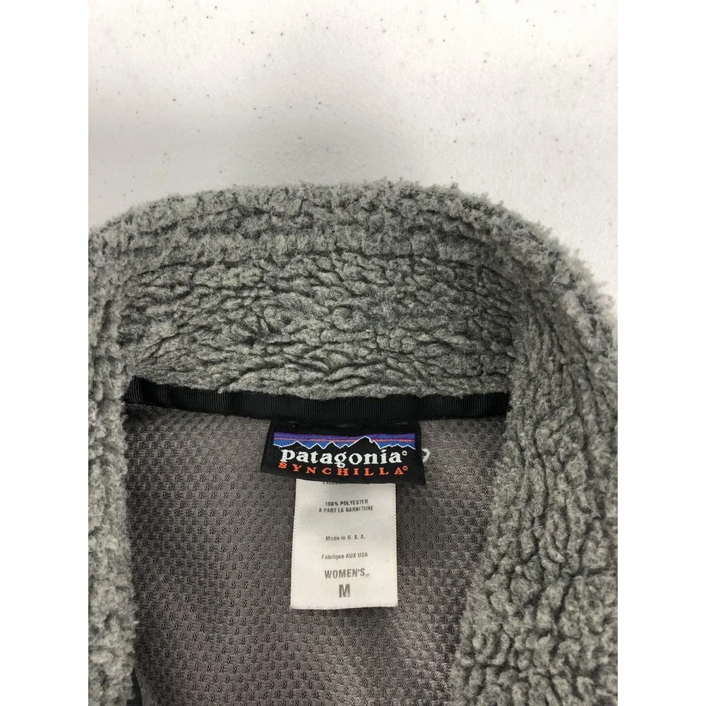 Patagonia Synchilla Womens Medium Fleece Jacket Retro Gray Black Full Zip 23070